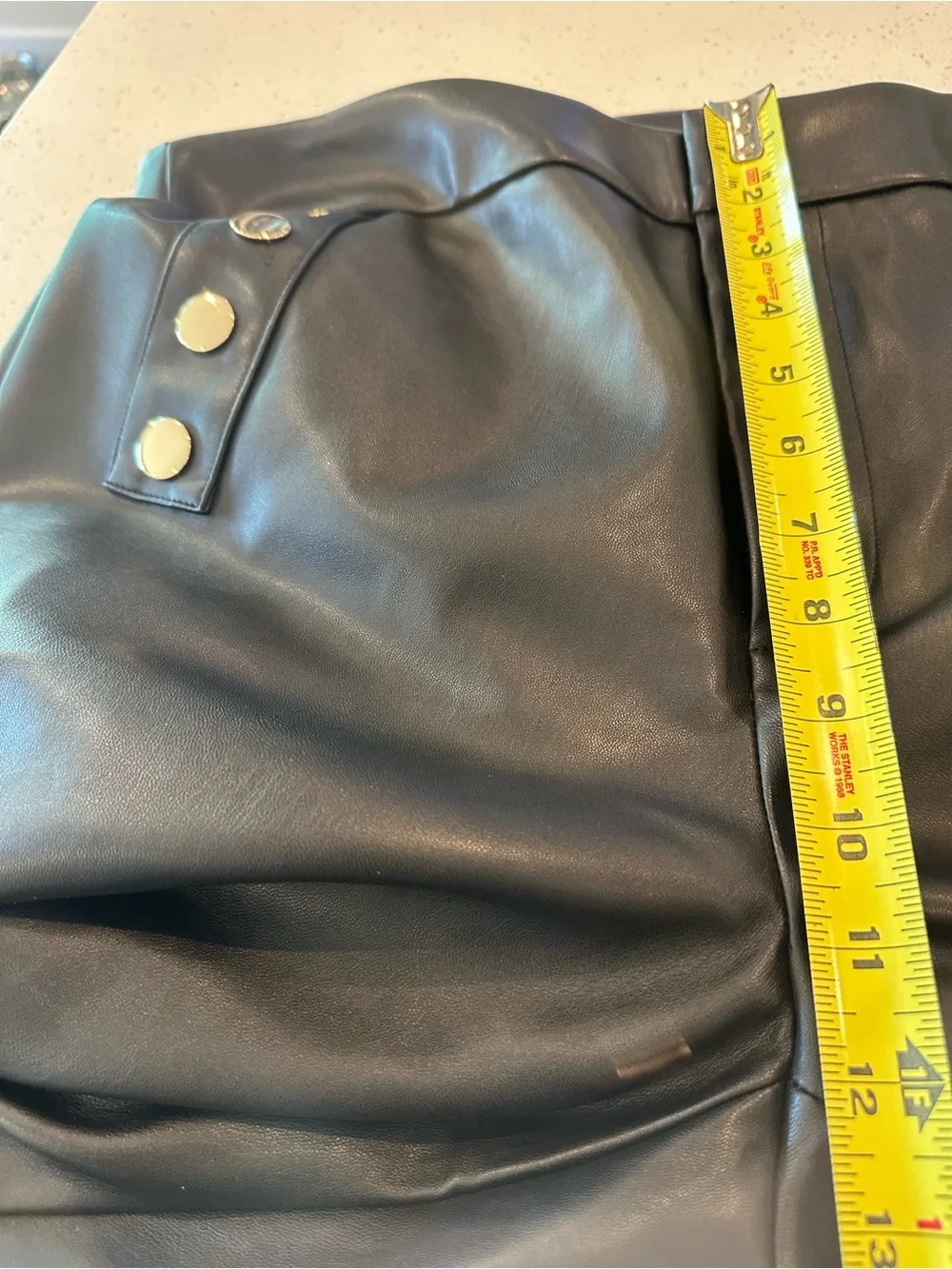 NWT-INC International Concepts Black Faux Leather Boot Cut Pants & Gold Buttons
